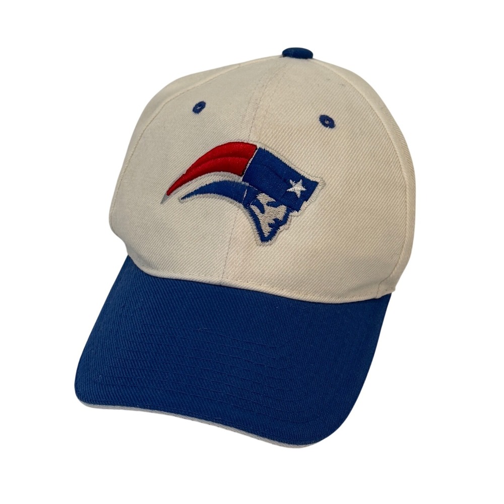 Reebok New England Patriots Hat White Blue NFL Embroidered Adjustable Cap